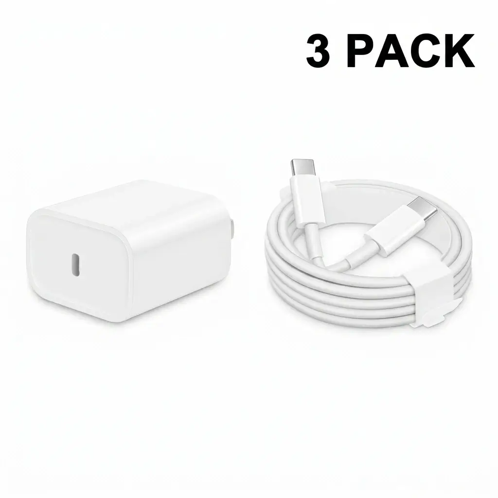 AISNI 20W USB-C Fast Charger 3-Pack with 6ft cables for iPhone 17 16 15